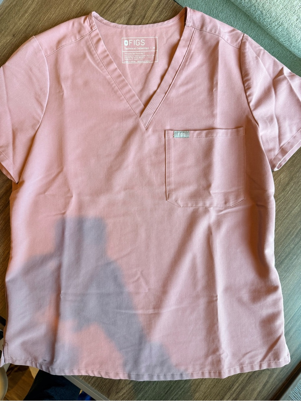 FIGS V-Neck Scrub Top in Blush Pink